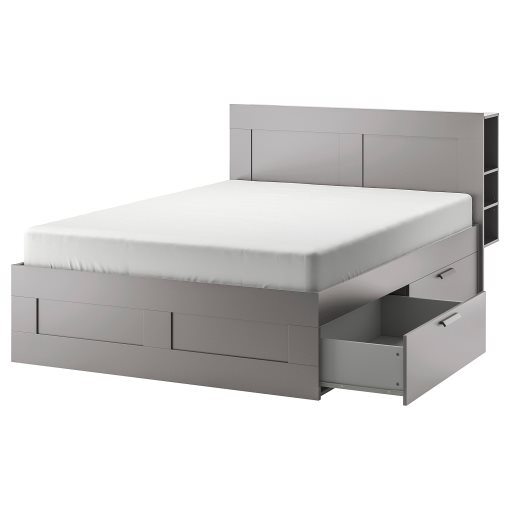 BRIMNES, bed frame with storage and headboard, 160x200 cm, 495.900.49