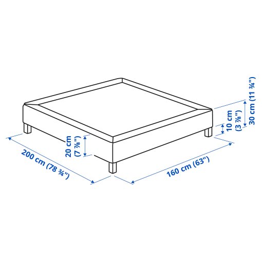 LYNGOR, βάση στρώματος με τάβλες και πόδια, 160x200 cm, 496.082.71