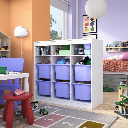 TROFAST, σύνθεση αποθήκευσης διαχωριστικό δωματίου με ράφια και κουτιά , 99x44x94 cm, 496.131.35