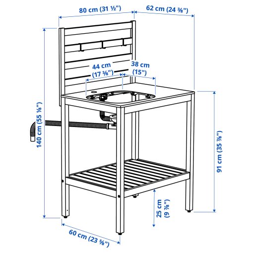 NÄMMARÖ, kitchen with sink unit outdoor, 240x62 cm, 496.155.25
