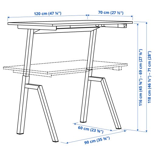 desk sit/stand/electric, 120x70 cm, 496.218.71