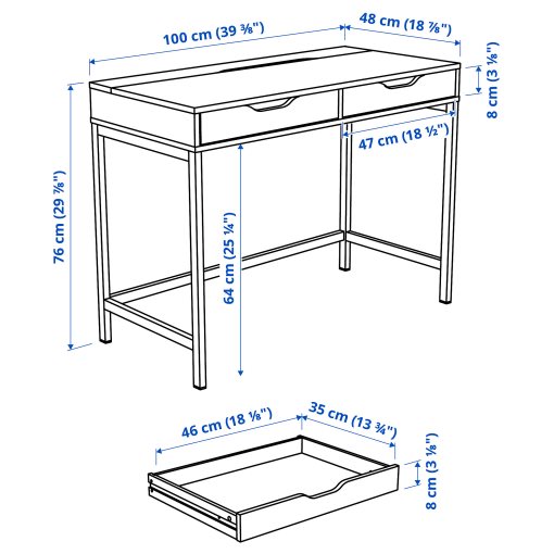 ALEX, desk, 100x48 cm, 504.735.58