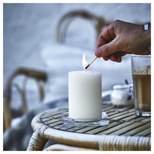JÄMLIK, scented pillar candle/Vanilla, 30 hr, 505.022.78