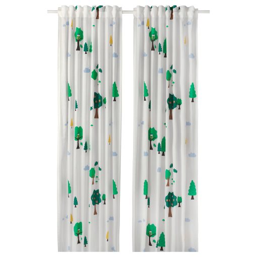 BRUMMIG, curtains 1 pair/forest pattern, 120x300 cm, 505.325.10