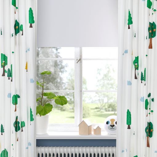 BRUMMIG, curtains 1 pair/forest pattern, 120x300 cm, 505.325.10