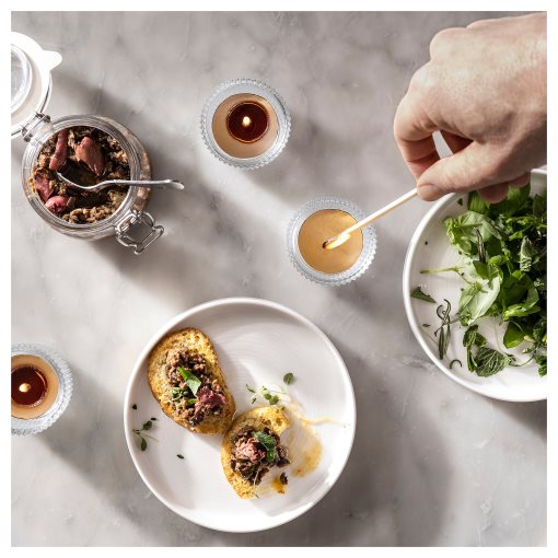 PRAKTRÖNN, scented candle in metal cup/Spring herbs/30 pack, 3.5 hr, 505.381.40