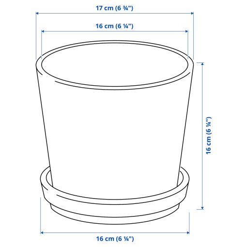 KLOTLÖNN, plant pot with saucer/in/outdoor, 15 cm, 505.840.09