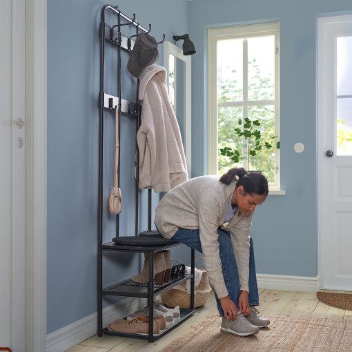 NIPÅSEN, κρεμάστρα ρούχων με πάγκο και παπουτσοθήκη, 190x35x79 cm, 505.861.45