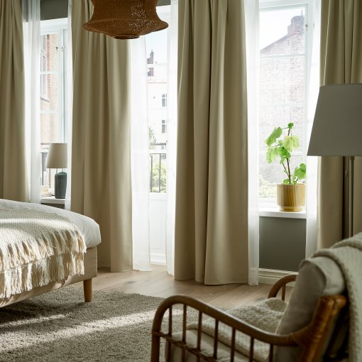 KORGMOTT, block-out curtains with heading tape/1 pair, 145x300 cm, 505.971.58