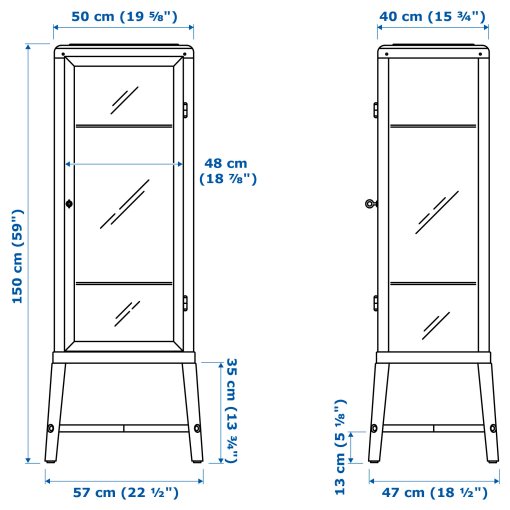 FABRIKÖR, glass-door cabinet, 57x150 cm, 506.014.24