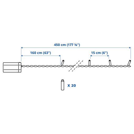 GETKÅL, γιρλάντα με ενσωματωμένο φωτισμό LED/ρυθμιζόμενο χρώμα/λειτουργία μπαταρίας/εξωτερικού χώρου, 4.5 m, 506.028.76