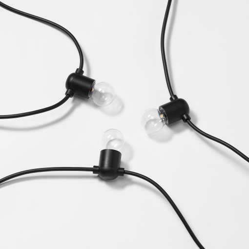 UTSUND, γιρλάντα φωτισμού με ενσωματωμένο φωτισμό LED/12 λαμπτήρες/εξωτερικού χώρου/λειτουργία με μπαταρία, 506.105.84