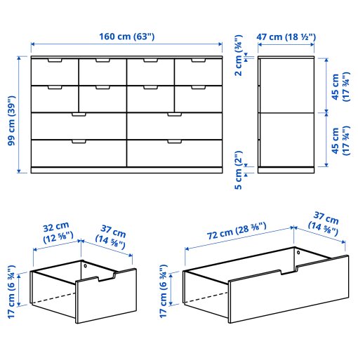 NORDLI, chest of 12 drawers, 160x99 cm, 592.394.91