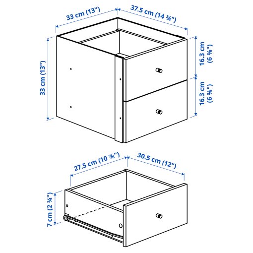 KALLAX, shelving unit with 4 inserts, 147x77 cm, 592.783.07