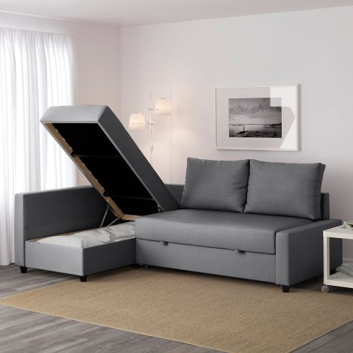 FRIHETEN, corner sofa-bed with storage with extra back cushions, 593.266.24