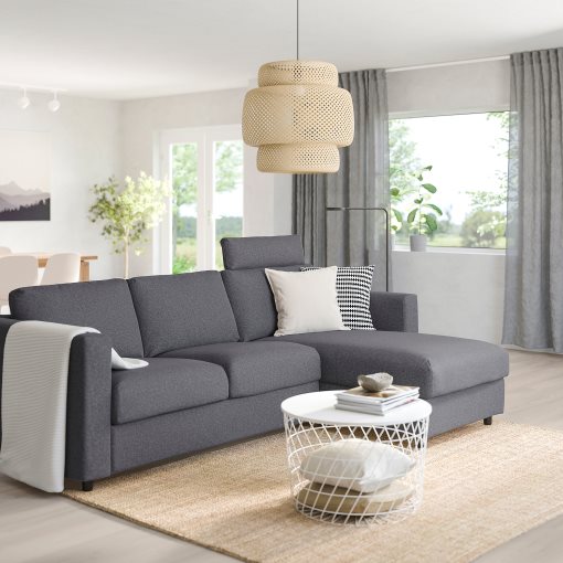 VIMLE, 3-seat sofa with chaise longue with headrest, 593.991.06
