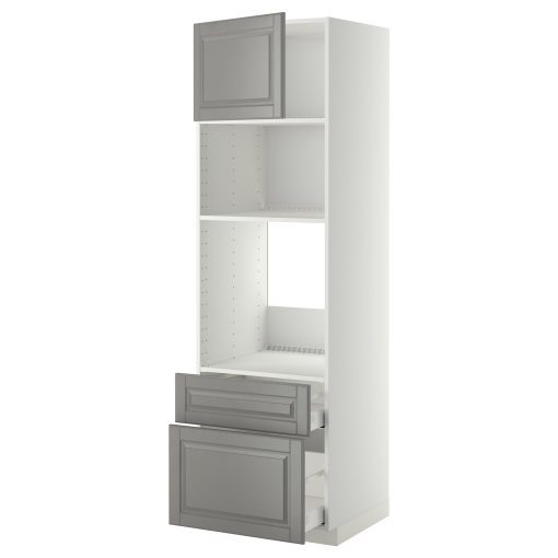 METOD/MAXIMERA, high cabinet for oven/microwave with door/2 drawers, 60x60x200 cm, 594.663.70