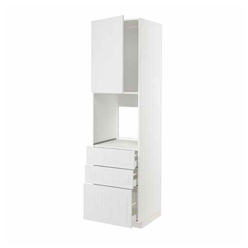 METOD/MAXIMERA, high cabinet for oven with door/3 drawers, 60x60x220 cm, 594.700.94