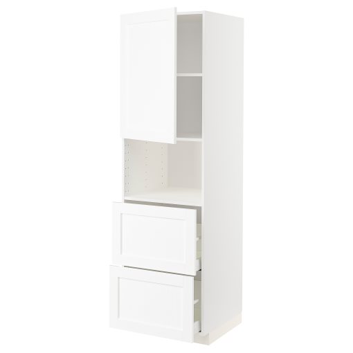 METOD/MAXIMERA, high cabinet for microwave with door/2 drawers, 60x60x200 cm, 594.733.56