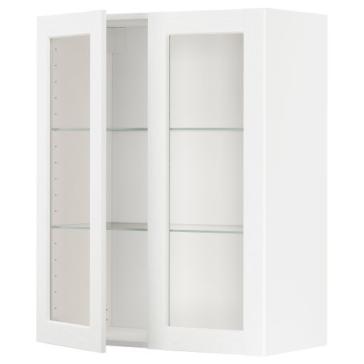 METOD, wall cabinet with shelves/2 glass doors, 80x100 cm, 594.734.79