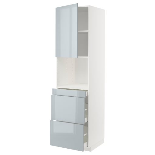 METOD/MAXIMERA, high cabinet for microwave combi with door/3 drawers, 60x60x220 cm, 594.795.08