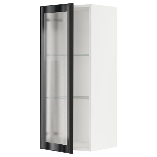 METOD, wall cabinet with shelves/glass door, 40x100 cm, 594.906.43