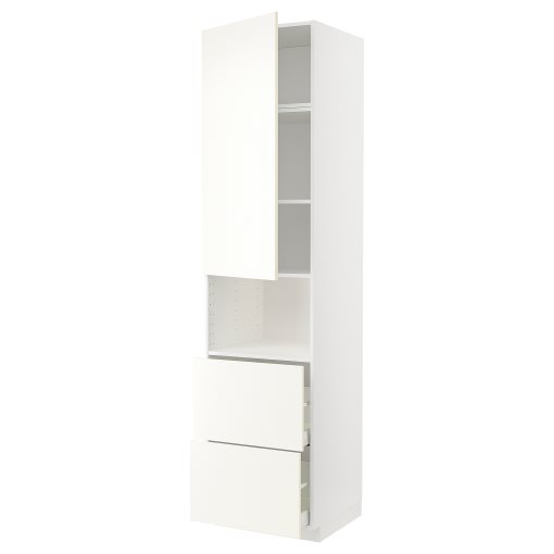 METOD, high cabinet for microwave with door/2 drawers, 60x60x240 cm, 595.074.60