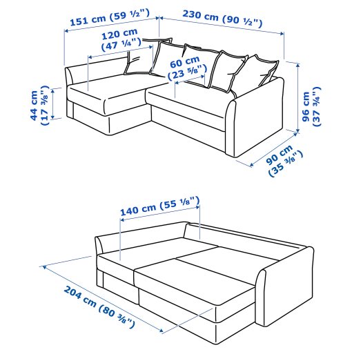 HOLMSUND, γωνιακός καναπές-κρεβάτι, 595.168.98
