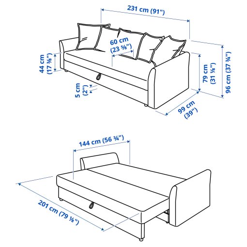HOLMSUND, three-seat sofa-bed, 595.169.40