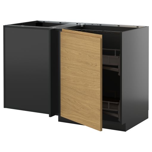 METOD, corner base cabinet with pull-out fitting, 128x68 cm, 595.898.99