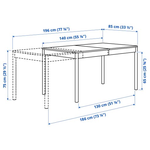 TONSTAD/KRYLBO, table and 4 chairs, 140/196x85 cm, 595.967.10