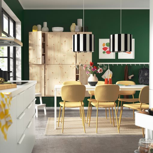 VIHALS, table and 6 chairs, 120/180x74 cm, 596.067.90