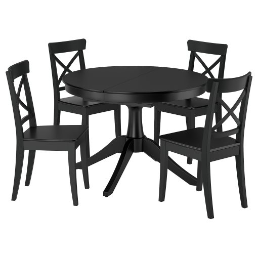 ROSENTORP, table and 4 chairs, 110/155 cm, 596.101.22