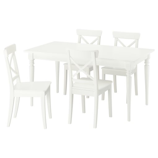 ROSENTORP, table and 4 chairs, 155/215x87 cm, 596.101.41