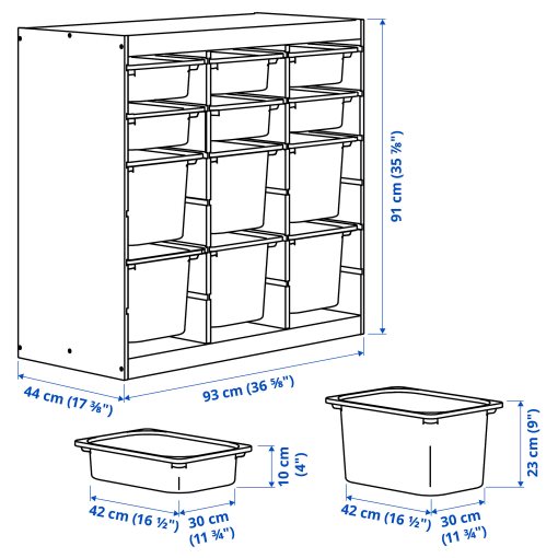 TROFAST, storage combination room divider with boxes, 93x44x91 cm, 596.125.74