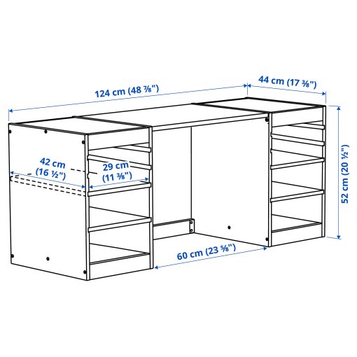 TROFAST, desk with shelves, 124x44x52 cm, 596.139.36