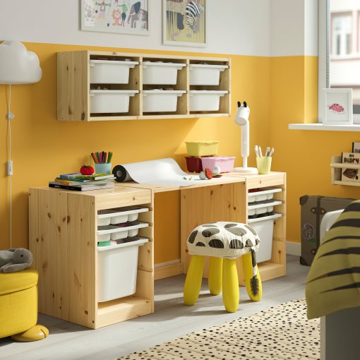 TROFAST, desk with storage boxes/trays, 124x44x52 cm, 596.139.41