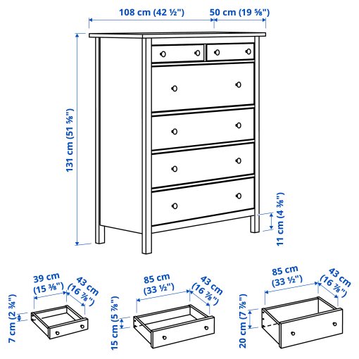 HEMNES, chest of 6 drawers, 602.392.73
