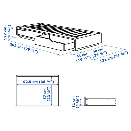MANDAL, bed with storage, 90x200 cm, 602.446.08