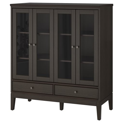 IDANÄS, cabinet with bi-folded glass doors, 121x50x135 cm, 604.960.31