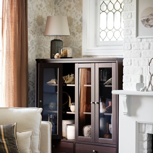 IDANÄS, cabinet with bi-folded glass doors, 121x50x135 cm, 604.960.31