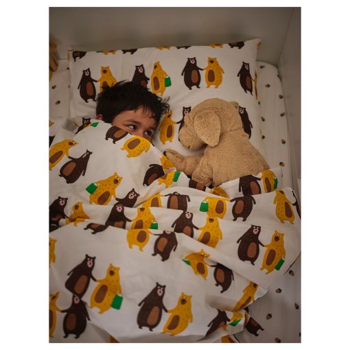 BRUMMIG, duvet cover and pillowcase/bear pattern, 150x200/50x60 cm, 605.211.44