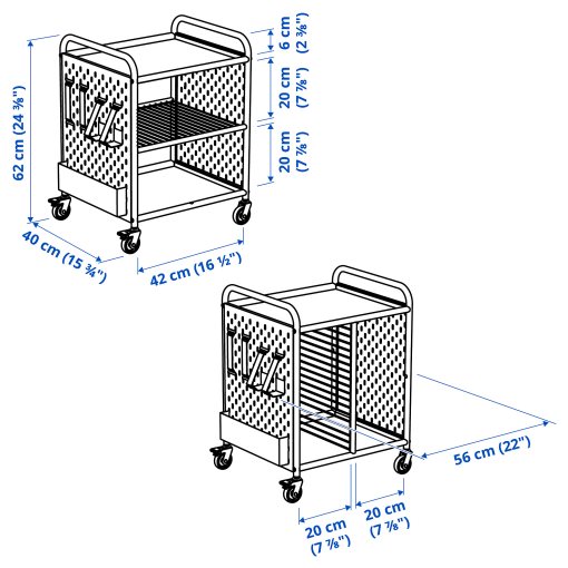 BRÄNNBOLL, shelving unit on castors, 56x62 cm, 605.862.58
