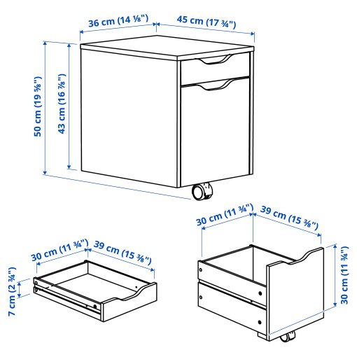 ALEX, drawer unit, 36x50 cm, 605.869.08