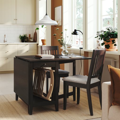 NÄSINGE, gateleg table with storage, 48/104/159x85 cm, 605.875.40