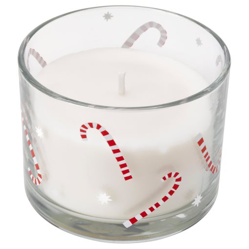 VINTERFINT, scented candle in glass/candy cane, 20 hr, 606.307.46