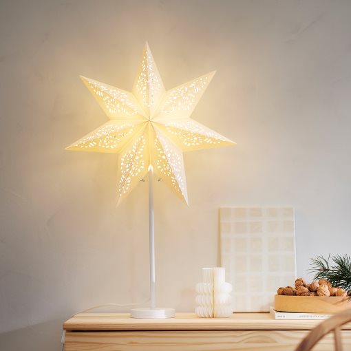 STRÅLA, lamp shade star/lace, 48 cm, 606.398.84