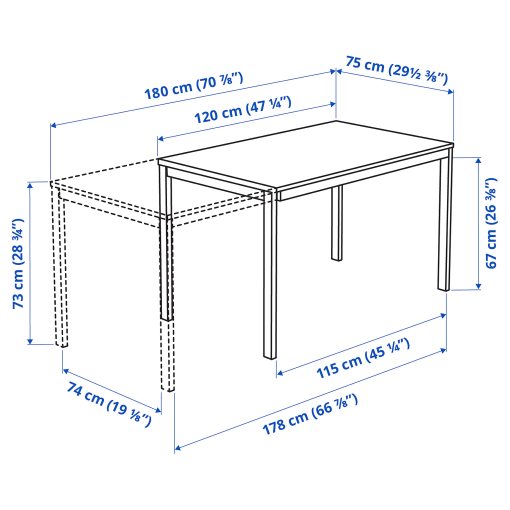 VANGSTA/KATTIL, τραπέζι και 4 καρέκλες, 120/180 cm, 694.287.64