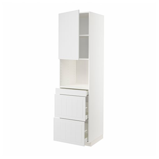 METOD/MAXIMERA, high cabinet for microwave combi with door/3 drawers, 60x60x220 cm, 694.575.15