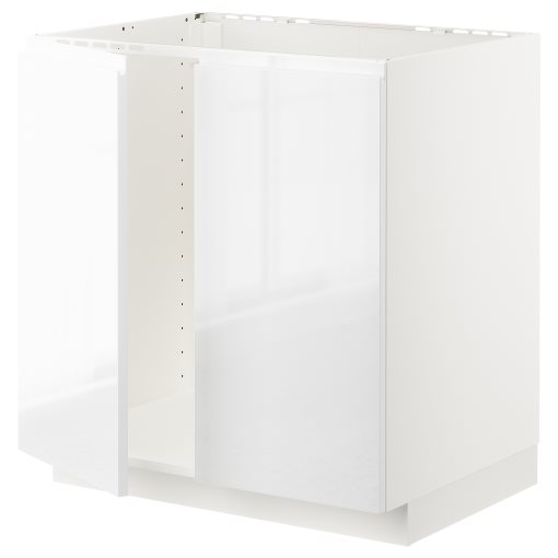 METOD, base cabinet for sink/2 doors, 80x60 cm, 694.587.32